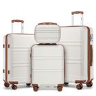 Kono Set de 4 Valises Rigide Bagage Cabine 55/65/74cm Valises de Voyage avec 4 roulettes et Serrure TSA + Vanity Case, Blanc Crème