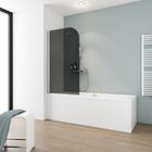 Pare-baignoire pliant 80x140 cm, paroi de baignoire 1 volet pivotant, écran rabattable verre fumé, profilé aspect chromé, Schulte