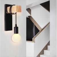 U-Do Applique Murale design Simple Lampe en Bois en Métal Noir Moderne pour Salon Bureau Chambre