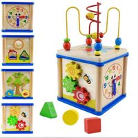 Cube d'Activité en Bois 5 en 1 - Montessori - Jouet Educatif pour Bébé - Blanc