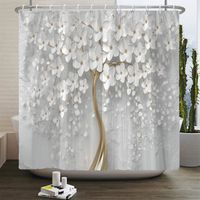 Rideau de douche en tissu polyester imperméable Fleurs belles élégantes 180 x 200 cm avec crochets