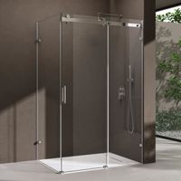 Cabine de douche rectangulaire avec porte coulissante 80x110 Sogood Ravenna17-2 paroi de douche transparent avec porte glissante