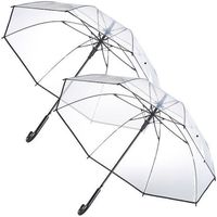 2 parapluies transparents Ø 100 cm avec armature en acier et fibre de verre