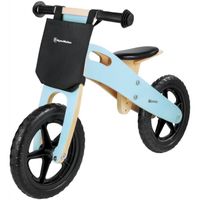 HyperMotion Draisienne Bois pour Enfant  Charge Max 35 Kg - Vélo d'Equilibre avec Siège Réglable - Léger 2,2kg - Roues 12" - Bleue