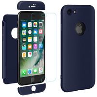 IVENCASE Pour Apple iPhone 7 (4,7 pouces) COQUE  Plastique avant arrière + Verre Trempé 360 Protection integrale Antichoc - Bleu