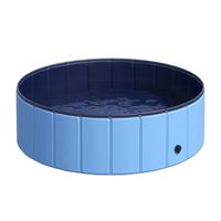 Piscine pour chien bassin PVC pliable anti-glissant facile à nettoyer diamètre 100 cm hauteur 30 cm bleu 100x100x30cm Bleu