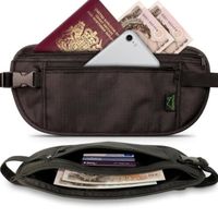 TD® Banane de voyage noir pour passeport billets documents personnel support rangement pratique sac à dos valise doublure banane