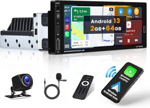 AUTORADIO 6.86 Pouces / 2G+64G 6.86Pouces 2G 64G Android13 Autoradio GPS 1 Din Sans Fil Caplay avec écran tactile Voiture Radio Android 1Din
