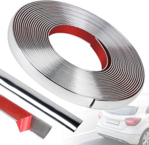 Bande Décorative Voiture CTRICALVER 5m PVC Argent - Garniture Moulure Intérieur Avec Grattoir