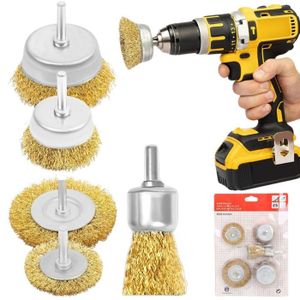 UOCAI Lot De 5 Brosses Métalliques Rondes En Laiton - Brosse Métallique En Laiton - Brosse De Nettoyage Pour Trous De Perçage - 6/8/10/12/15 Mm