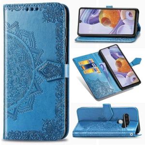 HOUSSE - ÉTUI Coque LG K71, Bleu Cuir Mandala Fleur Protection A