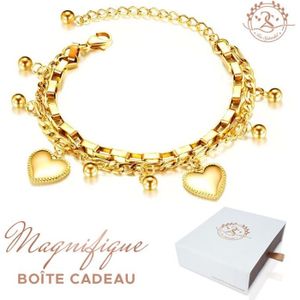 BRACELET - GOURMETTE Sublime bracelet femme Charms Coeur Baigné dans l'