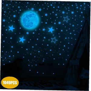 100 Pcs Magnifique Nuit-Lumineux Fluorescent Glow Étoiles Autocollants Home Y1Y3 