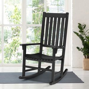Tidyard Chaise à Bascule Chaise dextérieur Bois Gris Fauteuil à Bascule de Jardin 