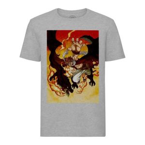 T-SHIRT T-shirt Homme Col Rond Gris Fairy Tail Natsu Et Ig