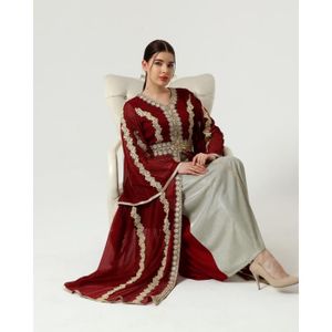 DJELLABA – CAFTAN – TAKCHITA Caftan grande taille rouge dore takchita robe oriental abaya djellaba