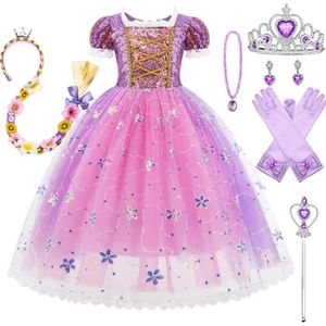 Robe Raiponce / ROBE TANGLED / Costume de princesse de luxe/ 4 pièces/  best-seller / Épingle à fleurs détachable/ robe pour tout-petits -   France
