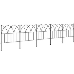 BORDURE Outsunny Lot de 5 panneaux de clôture de jardin décoratives en métal, bordure de jardin, pour parterre de fleurs, noir