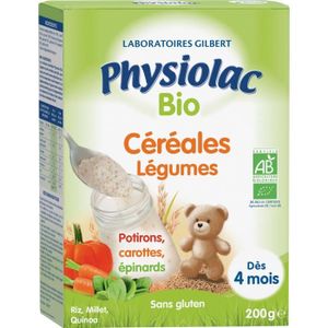 LÉGUMES CUISINÉS Physiolac Bio Céréales aux Légumes +4m 200g