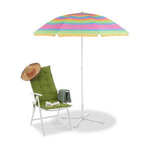 PARASOL Parasol de plage rayé - RELAXDAYS - Réglable en hauteur - Anti-déchirure - Multicolore