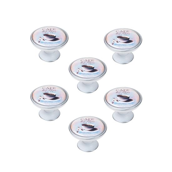6 Un. Bouton Poignées De Meuble Vintage Retro Bois Blanc Décapé MOTO