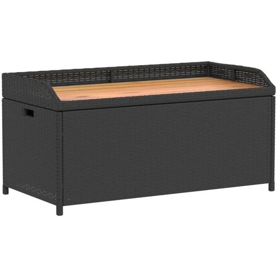 Banc De Rangement Avec Coussin VidaXL - Coffre à Jouets Résine Tressée Gris Pour Jardin Terrasse