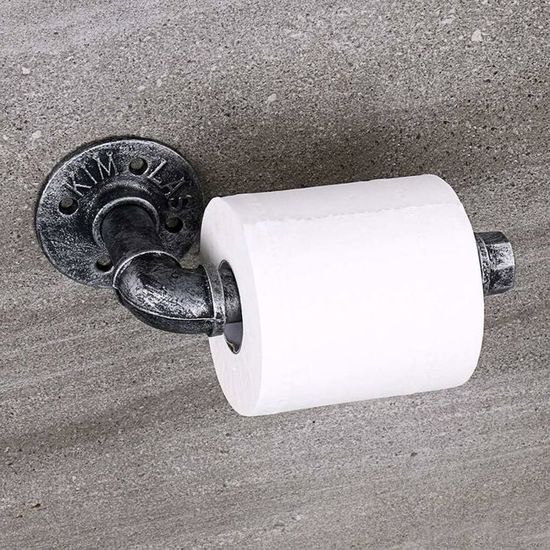 Y-Nut Support Mural Papier Toilette Vintage Industriel - Porte-Rouleau Tuyau Fer Style Rétro Noir