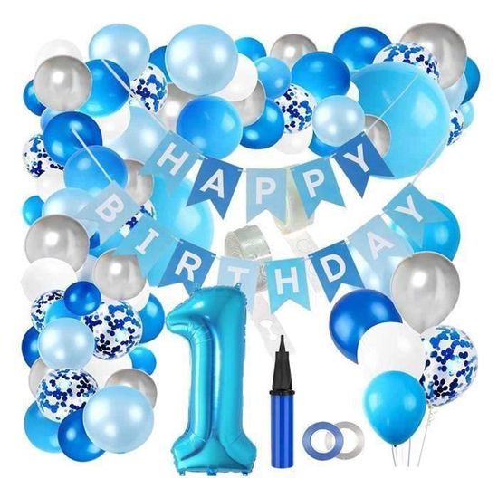 Ballons Anniversaire 1 An Ensemble Decoration Anniversaire Ballons De Fete Avec Banniere De Joyeux Anniversaire Cdiscount Maison