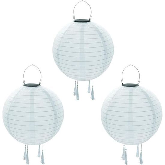 Lot De 2 Lampions Solaires Extérieur 20cm - Nylon Résistant - Blanc Chaud Pour Jardin Et Fêtes