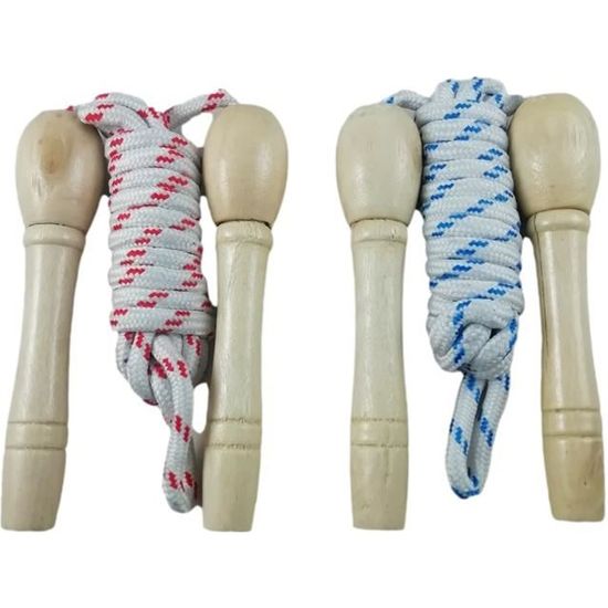 Corde à Sauter 2,30 Mètres Avec Poignées En Bois - Pour Exercice, Gym, Enfant Et Adulte, Multicolore