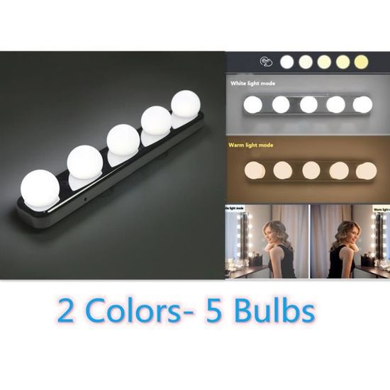Lampe LED Portable pour miroir de maquillage Hollywood 4-5 ampoules Kit de lampe murale pour coiffeu objet decoratif PJL1345