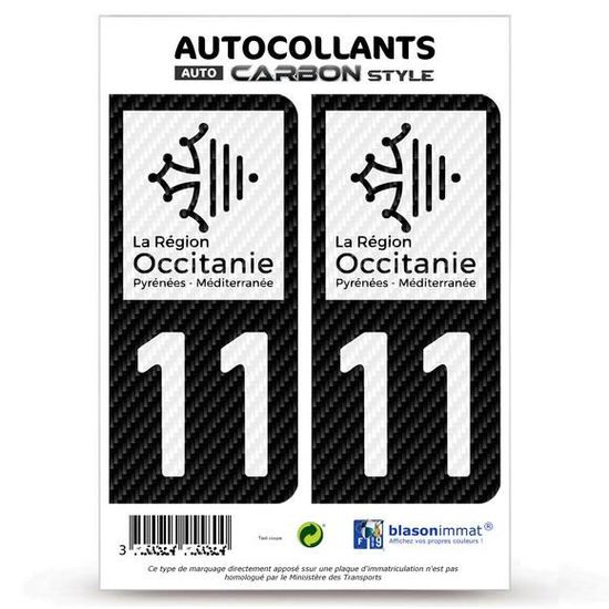 Blasonimmat - 2 Stickers Plaque Immatriculation Région PACA (13) - Style Carbone Blanc, Résistants Aux Intempéries, Fabriqués En France - 9