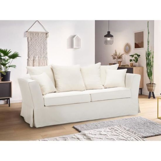 Canapé-lit 2 Places Beige, Convertible Quotidien 167cm, Tissu Polyester