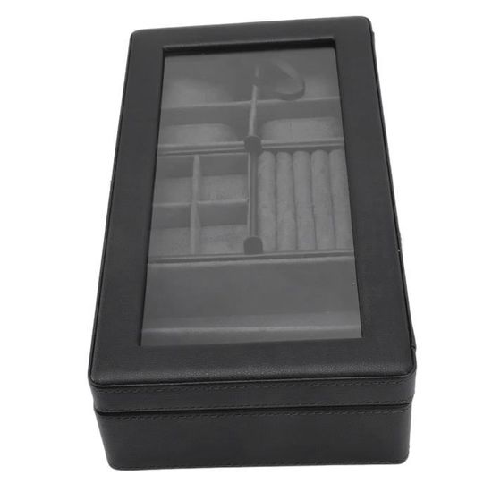 Écrin Montre Luxe 4 Places - Boîte Cuir Avec Couvercle Acrylique - Tanné/Brun - Neuf étiqueté