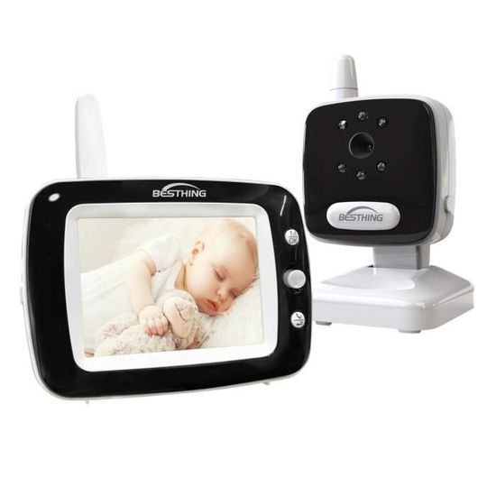 Letouch Babyphone, Moniteur pour bébé avec écran LCD 3,5 ", appareil photo numérique, vision nocturne infrarouge, berceuses