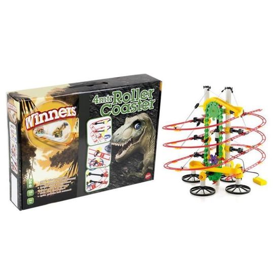Circuit à Billes Dinosaure 36 Pièces – Parcours Avec 3 Billes Dinosaures – Pistes Modulables – Cadeau Éducatif 3-8 Ans