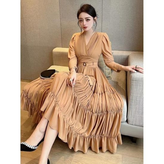 Robe Femme Élégante Imprimé Noir Blanc Décolleté Profond