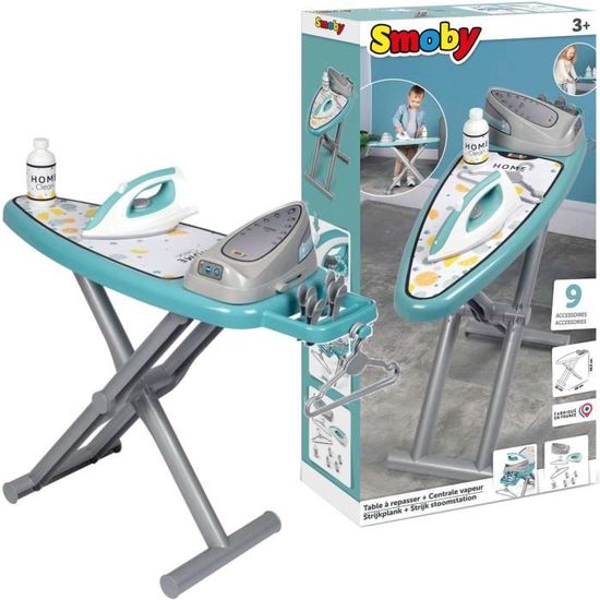 Smoby - Table à Repasser + Centrale Vapeur - 9 Accessoires - Jouet