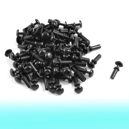 100 Rivets Push En Nylon Noir - 3 Mm, Amovibles Sans Outil, Pour Fixation Rapide De Panneaux (2-3 Mm D’épaisseur) - 8