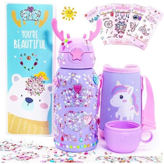 Kit Bricolage Gourde Fille - Gourde Isotherme DIY Personnalisable, Cadeau Anniversaire Idéal Pour Filles 6-10 Ans