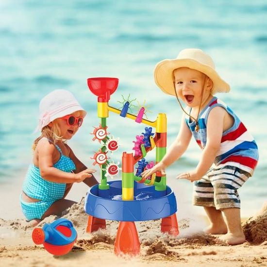 Table à eau pour enfants de 3 à 5 ans, 4 niveaux, jouet d'extérieur pour enfants tout-petits, garçons et filles, activités de sable d'eau, jouets d'extérieur pour les tout-petits de 3 à