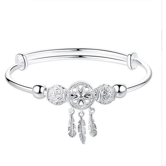 Bracelet Fil Ajustable Attrape-Rêves - Charms Élégants - Jonc Extensible Inoxydable Pour Femme - 11