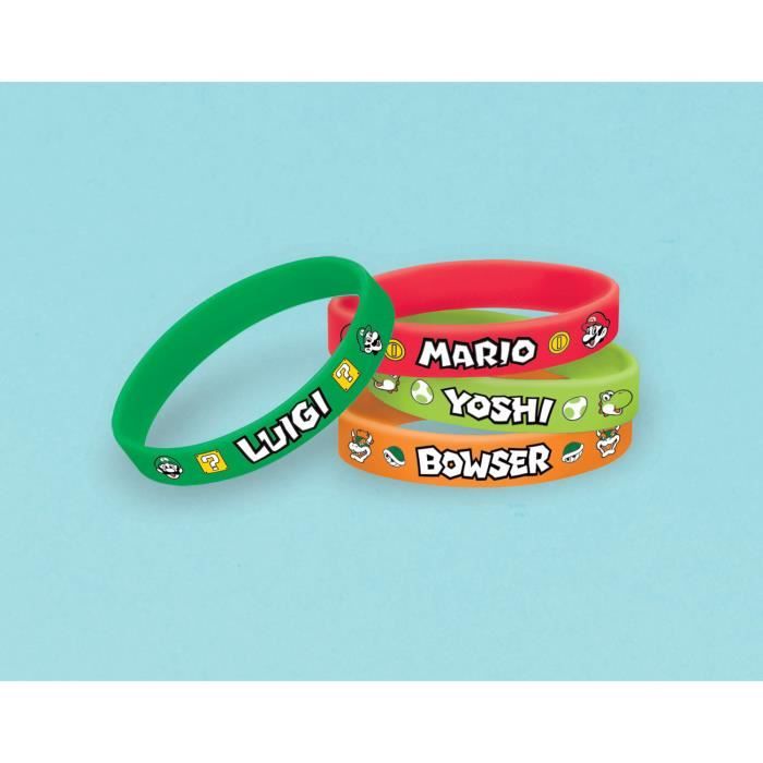 396608 Super Mario Bracelets en caoutchouc - 6 Pièces - Coloris aléatoire