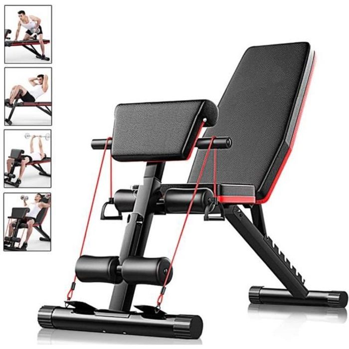 POPS Banc de musculation réglable abdominaux et dorsaux Banc d'entraînement 42x130x50-102CM