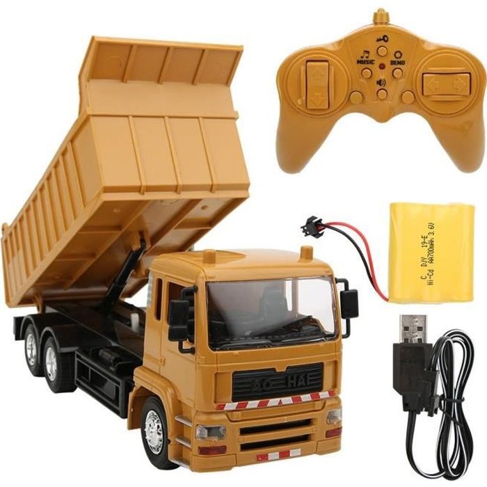 PAR---Camion à benne basculante télécommandé rechargeable de véhicule d'ingénierie de musique légère