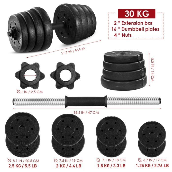 30 kg d'haltères réglables