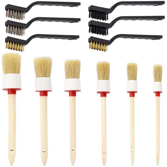 Lot de 12 brosses de nettoyage pour roues de nettoyage d'aération, moteurs, intérieur, extérieur, garniture, cuir, climatiseur, voit
