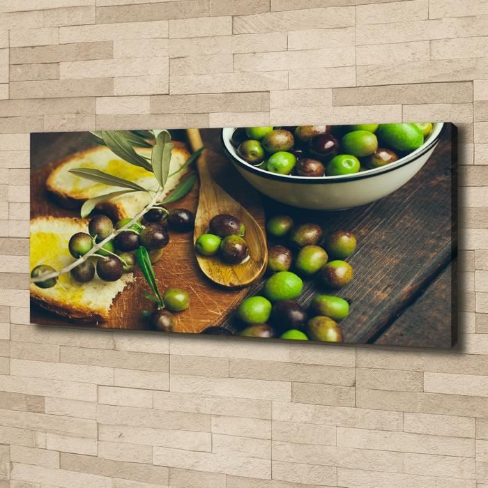 Tulup 125x50 cm art mural - Image sur toile:- Nourriture boissons - Olives - Vert