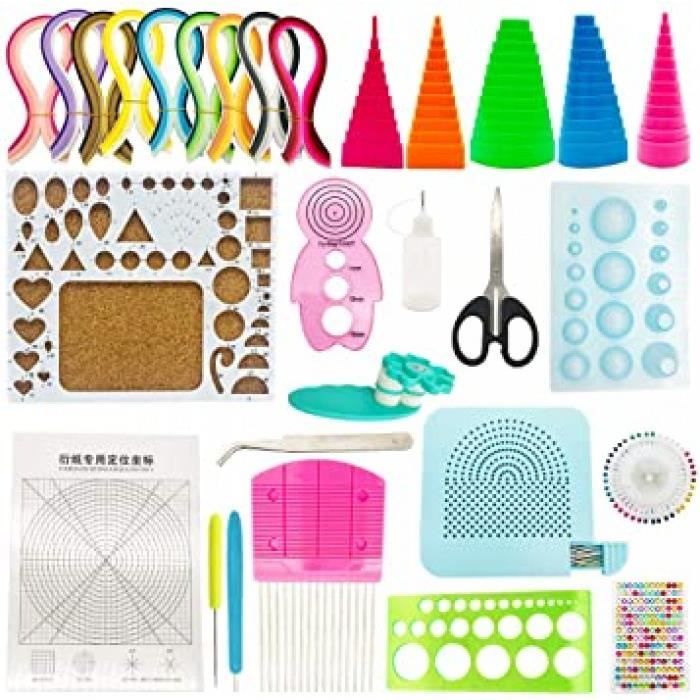 29 pcs papier quilling kit, 20 pcs quilling outils avec 40 couleurs 900 bandes quilling papier de 5x390mm pour l'artisanat en papier