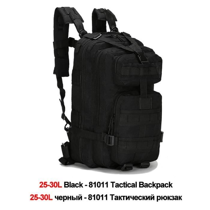 81011 BLK 30L -Sac à dos tactique militaire en Nylon 50l, étanche, pour Camping, randonnée, armée, Sport de plein air, pêche, chasse